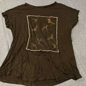 Apt. 9 Black Boxy Graphic Short Sleeve Tee